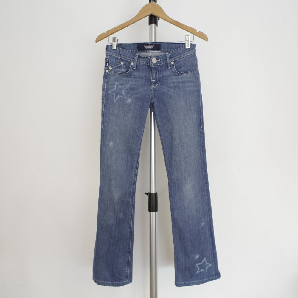 Sz 25 Rock & Republic Low Rise Hamburg Star Embellished Bootcut Denim Jeans